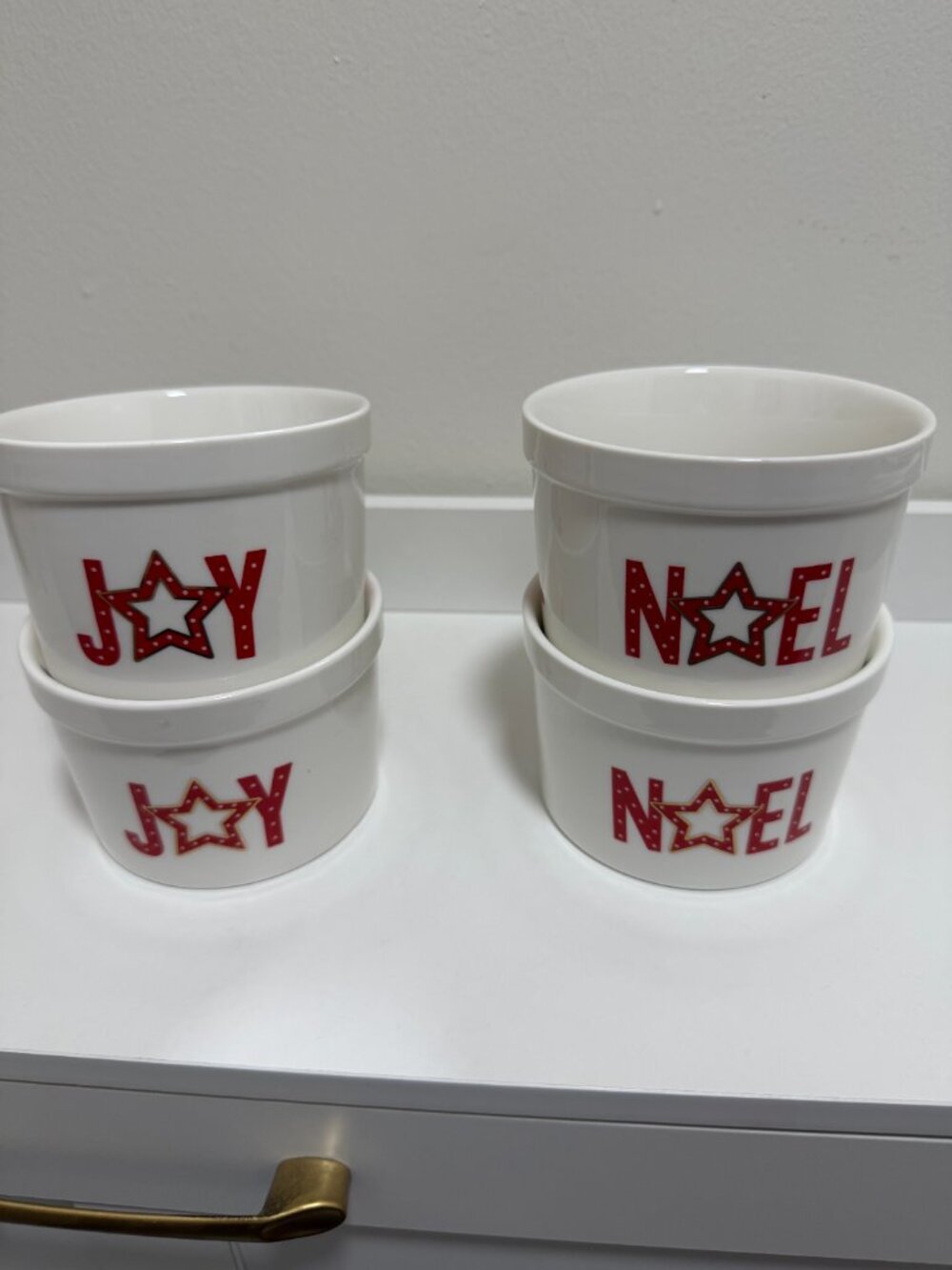 4 Ciroa Crhistmas Ramekin Bowls Noel-Joy 10 oz Dip Snacks Dessert Small Bowls - Picture 6 of 8